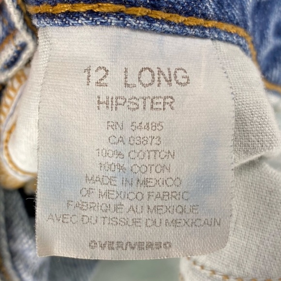 Vintage American Eagle Blue Denim Flare Hipster Y2K 5 Pocket Jeans 12 Long - Picture 7 of 9